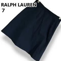 RALPH LAUREN ラルフローレン ひざ丈 ミニ スカート タイト メルトン ウール ボタン留め サイドファスナー ダークネイビー 濃紺 無地 オンライン オフィス 通勤 通学 トラッド 上品 エレガント レディース S【7】のサムネイル