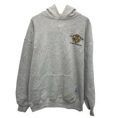 90s USA製 RUSSELL ATHLETIC ロゴスウェット パーカー XL グレー ラッセルアスレティック ワンポイント 刺繍 フーディー 秋物 a805-5320