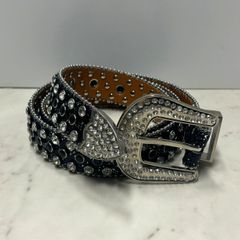 イタリア製 Galliano ガリアーノ メタリックシルバー レザーベルト