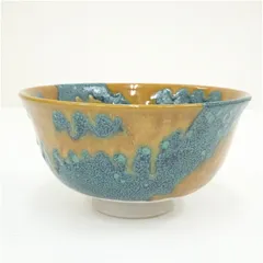 九谷焼　宮本光吉造　深光釉茶碗  茶道 抹茶 おしゃれ 抹茶茶碗 抹茶碗 和食器 レトロ 茶器 骨董 茶わん 茶会 茶の湯