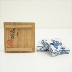 高野昭阿弥 隅田川 香合 茶道具 伝統工芸品 木箱入り 陶器 時代物 小物
