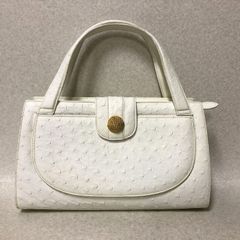 3F ビンテージ 昭和レトロ レザー ハンドバッグ 蝶 ゴールド柄 レトロ 