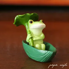 コポー  Copeau  オブジェ 置物  葉っぱボートで出発   ミニチュア ダイカイ  ディスプレイ カエル 小物 雑貨　パタパタ民族のサムネイル