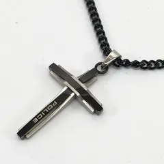 POLICE ポリス ステンレス クロス ネックレス ブラック×シルバーのサムネイル