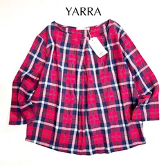 kU94 新品 YARRA マドラスチェック シャツ 綿 コットン カットソー 長袖 赤 ヤラ タグ付き 未使用品のサムネイル