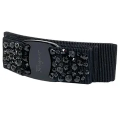 Salvatore Ferragamo フェラガモ ヴァラ リボン バレッタ ブラック 黒 ビジュー 美品 ヘアアクセサリー aq12986のサムネイル