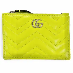 極美品☆GUCCI グッチ 837747 GGマーモント ダブルG レザー キーケース キーリング コインケース ライトグリーン イタリア製 レディース 箱・保存袋付き