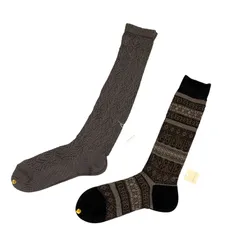 CHAUSSETTES by Tabio ソックス 靴下 22.5～24.5 ブラウン ２足セット 総柄 ケーブル編み 日本製 レディース Tabio Socks カジュアル おしゃれ 未使用のサムネイル