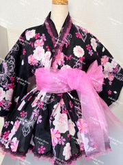 浴衣ドレス♡姫ギャル♡ラメ薔薇♡派手かわ♡セパレートタイプ♡帯セット 浴衣ドレス♡姫ギャル♡ラメ薔薇♡派手かわ♡セパレートタイプ♡帯