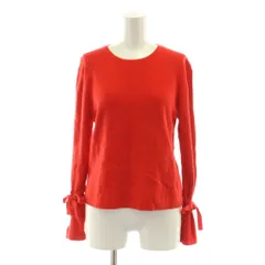 6 ROKU BEAUTY&YOUTH B&Y ロク ビューティーアンドユース WOOL COTTON RIBBON SLEEV ニット セーター ウール Free 赤 レッド 長袖 リボン袖 ラウンドネック 1613-199-2749 /DU