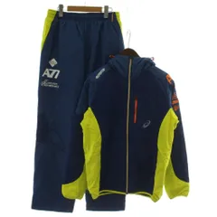 アシックス asics セットアップ ジャージ ジャンパー 中綿ジャケット L イージーパンツ O 紺 黄 長袖 長ズボン /GG