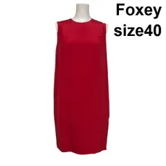 □ フォクシー Foxey ノースリーブワンピース サックドレス ミモレ丈 Iライン 赤 レッド 綿100％ コットン 40 L 11号 レディース S6E576のサムネイル