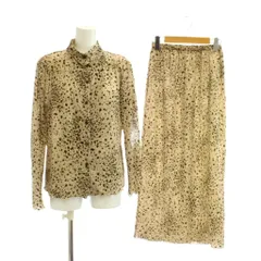 ヒロココシノ HIROKO KOSHINO セットアップ ロングスカート シャツ ブラウス ベージュ 斑点柄 スタンドカラー 長袖 /JPのサムネイル