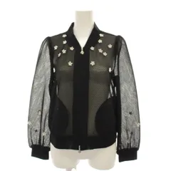 エムズグレイシー M'S GRACY 26SS 小花刺しゅう付きブルゾン ジャケット ジップアップ 38 黒 ブラック 小花刺繍 メッシュ 長袖 SF-614110 /YMのサムネイル