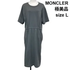 ●□ モンクレール MONCLER 23SS ドローストリングワンピース 半袖 ミモレ丈 サイドビッグロゴ グレー コットン L 40号 レディース S6E562のサムネイル