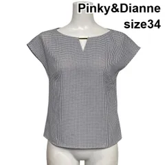 □ ピンキーアンドダイアン Pinky&Dianne フレンチスリーブブラウス シャツ 半袖 プルオーバー 千鳥格子柄 34 S 7号 レディース S6E569のサムネイル