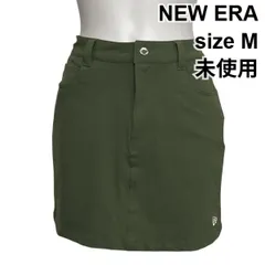 ◇ 未使用 ニューエラ NEW ERA ストレッチスカート ミニスカート ゴルフウェア フラッグロゴ刺繍 カーキ M 9号 レディース S6E556