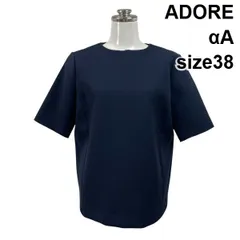 ◆ アルファエー αA ADORE カットソー トップス 半袖 厚手 レース ノーカラー ラウンドネック ネイビー 38 M 9号 レディース S6E551のサムネイル