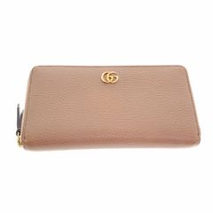 [Used] GUCCI 456117 Round Zipper Long Wallet GG Marmont Women's Men's Wallet Pink Beige Brand