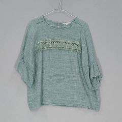 新品未使用！麻100% 五分袖 刺繍ブラウス ゆったり 涼しい 二の腕お尻 