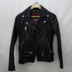 DIESEL ディーゼル ライダース ジャケット 黒 ブラック レザー ラムスキン 羊革 タイムレスコレクション レディース アウター 服 中古品のサムネイル