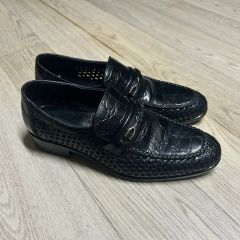 MORESCHI オーストリッチレザー ローファー ブラック 25cm - メルカリ