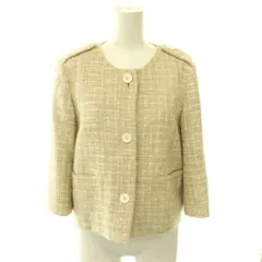 フォクシーニューヨーク FOXEY NEW YORK 35661 Parkett Boucel Jacket ツイードジャケット ノーカラー 38 ベージュ /HK ■OSのサムネイル