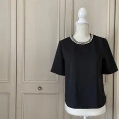 【東あずま店　併売品】　Loulou Willoughby ルルウィルビー　アルアバイル　allureville ビジュー ブラウス　ビジュー　黒 ブラック BLACK クロ くろ　お呼ばれ　デート　オフィスカジュアル　食事会　半袖のサムネイル