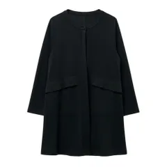 30b18 TOKUKO 1er VOL トクコプルミエヴォル ロングシャツワンピース ノーカラーシャツ ロングスリーブ 伸縮ストレッチ○ レディース 女性用 サイズ9 ブラックu02tのサムネイル