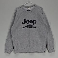 Jeep ジープ 韓国古着 ハーフジップ スウェット L グレー トレナー 