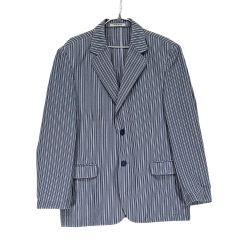 未使用 メーカーズシャツ鎌倉 サマージャケット L 青 ストライプ 薄手 