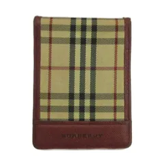 バーバリー BURBERRY カードケース パスケース 定期入れ 二つ折り キャンバス レザー ノバチェック ロゴ ボルドー ベージュ /XZ ■GY11