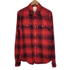 【中古】　Levi's　チェックシャツ　ウエスタンシャツ　長袖　シャツ　トップス　レギュラーカラー　胸ポケット　白タブ　スモールe　アメカジ　古着　/1235