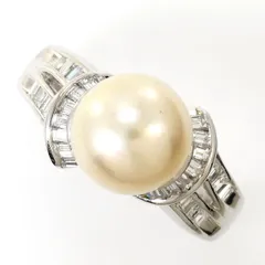 PT900/プラチナ リング・指輪 12.5号 アコヤ真珠 ダイヤモンド 0.50ct カード鑑別書 総重量約7.5gのサムネイル