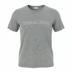 Ie29  SAINT LAURENT サンローラン リバースロゴプリント クルーネック 半袖Tシャツ サイズM グレー コットン100％ レディース 女性服u02tのサムネイル