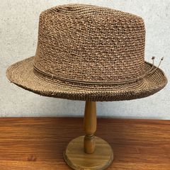 希少61cm】Borsalino ボルサリーノ ストローハット 中折れ帽子 茶