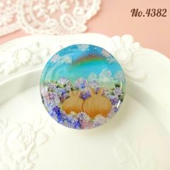 シャチ親子と紫陽花の海 レジンヘアゴム キーホルダー ブローチ ポニー