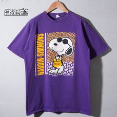 70s USA製 スヌーピー Snoopy Tシャツ L パープル ヴィンテージ 