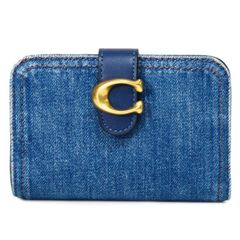 コーチ 財布 COACH デニム レザー シグネチャー タビー ロゴ