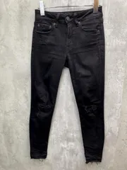 AZUL BY MOUSSY アズールバイマウジー クラッシュ スキニー デニムパンツ カジュアル 着回しsizeXXS/ブラック  ■■ レディース