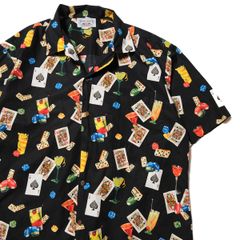 匿名配送】チュウカタベタイ 中村杏子コラボ麻雀総柄シャツ/black