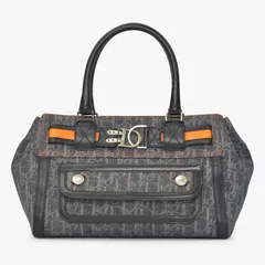 極美品 Christian Dior クリスチャンディオール フライトライン トロッターハンドバッグ グレー オレンジ デニムレザー 02-BO-0036 中古 4a003034のサムネイル