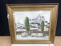 生田明　オランダ『アムステルダム』油彩画 フレーム付き 生田明 オランダ『アムステルダム』油彩画 フレーム付き - メルカリ