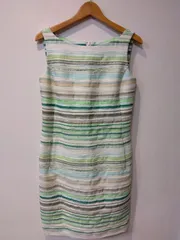 M20 49AV.junko shimada  フォーティナインアベニュージュンコシマダ　ワンピース　グリーン系　ストライプ　ノースリーブ　38サイズのサムネイル