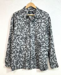 MASSIES マシス抽象パターン長袖コットン綿シャツメンズSグリーン 