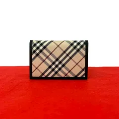 極 美品 BURBERRY バーバリー ノバチェック レザー 本革 キャンバス カードケース パスケース 定期入れ ブラック ベージュ 45194