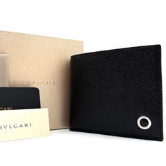 SK様】ブルガリ 折り財布 マン サークルロゴ レザー 本革 ブラック