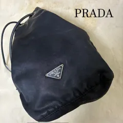 <<『もあ様』専用>>プラダ　PRADA　三角ロゴプレート　ブラックナイロンレザー　巾着ポーチのサムネイル
