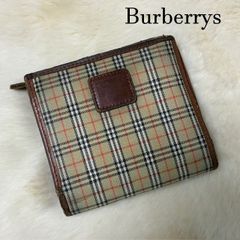 Burberry バーバリー ノバチェック 折財布 キャンバス レザー がま口