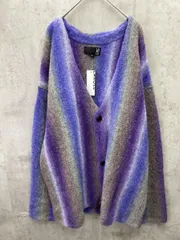 新品 LAKOLE ラコレ Vネック グラデ ストライプ ニット カーディガン sizeXL/紫 ◆■メンズ